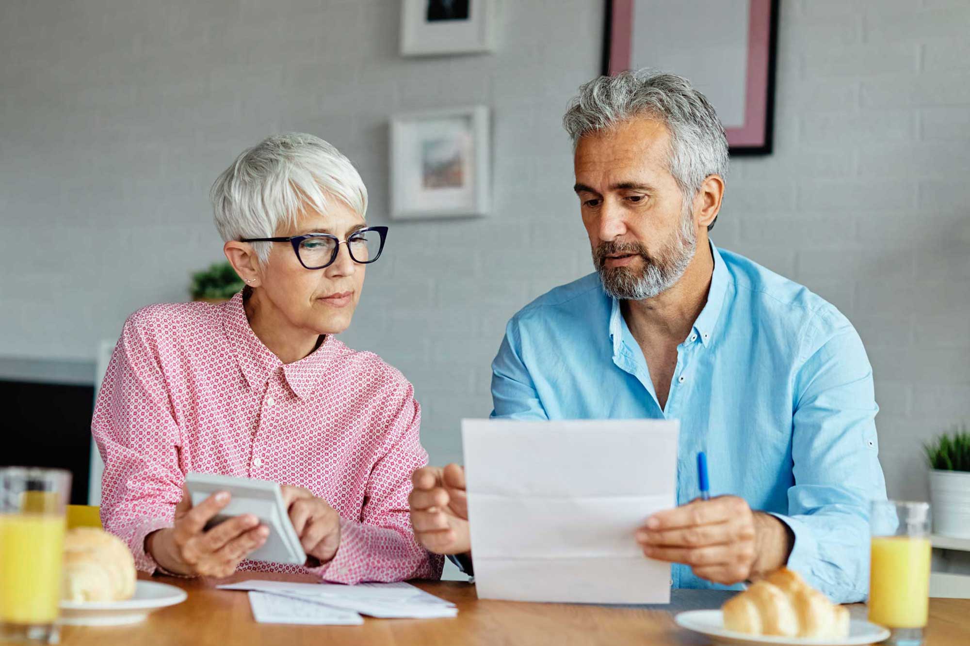 couple looking at finances
